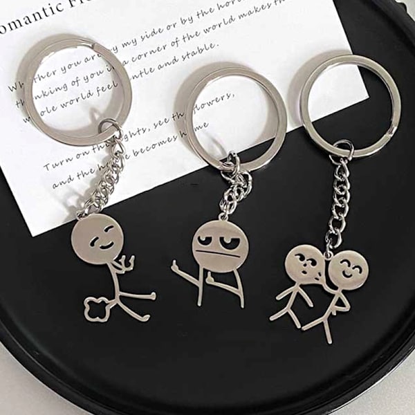 Cartoon Stickman Key Chain Pendant Par Nyckelring Ryggsäck Cha C