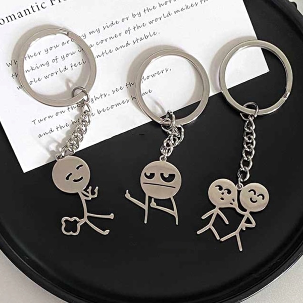 Sarjakuva Stickman avaimenperä riipus pari avaimenperä reppu Cha C