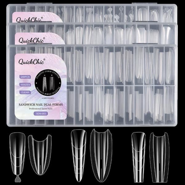 240 stk. Dual Forms False Tips Fuld Dækning Poly Neglegelforme Til A1