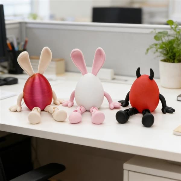 Tecknad påskhare påskägg 3D-printad leksak rörlig prydnad A16