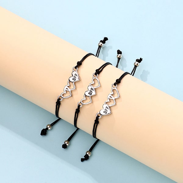 3 stykker sæt mode armbånd til mænd og kvinder. Reb Heart-sha A2
