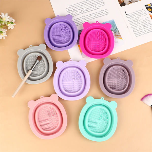 Makeup Brush Cleaner Scrubber Pads Tvätt silikonmatta DIY Mas Pink