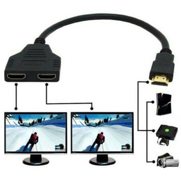 1 indgang 2 HDMI-kompatibelt splitterkabel HD 1080P videoomskifter