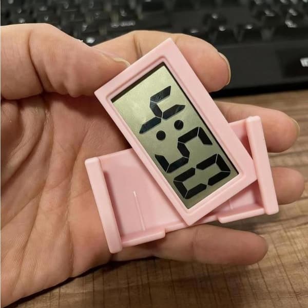 Mini bil instrumentbræt ur LCD digitalt display selvklæbende elektrisk White