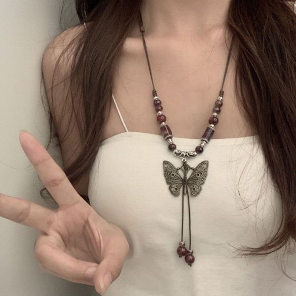 Vintage Butterfly Beads -kudotut ketjuriipuskaulakoru naisille A1