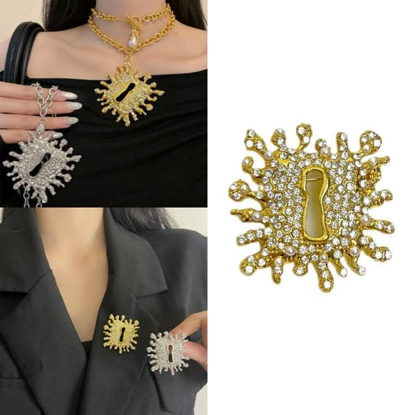 Överdriven metallås hängande halsband semesterhalsband ring A2
