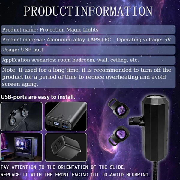 Syv Temamønstre USB-projeksjon Tak Atmosfærelys