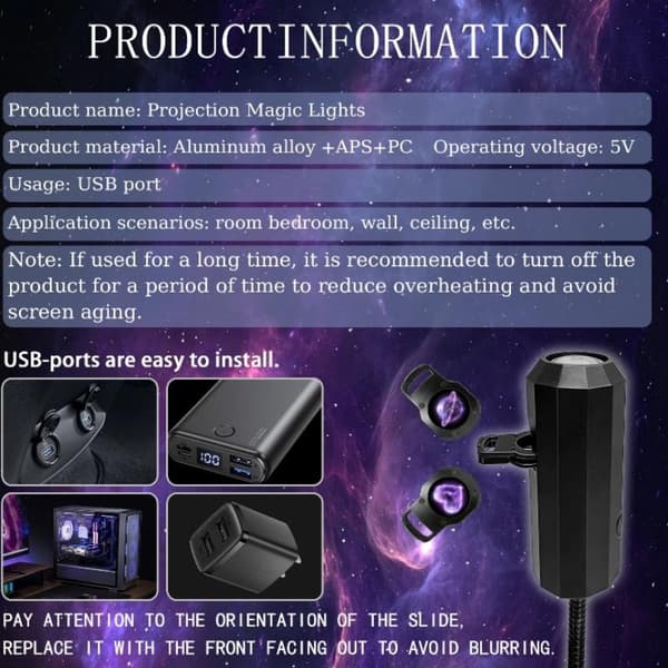 Syv Tematiske Mønstre USB Projektion Loft Atmosfære Lys