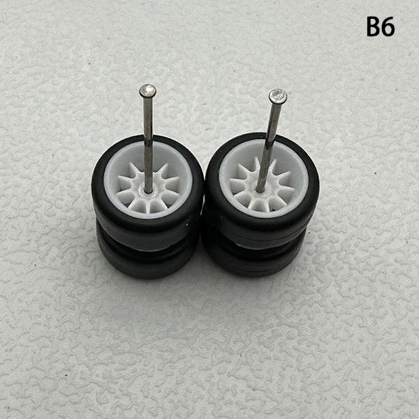 1 sæt 1/64 model bilhjul med gummidæk Modificerede dele Ve B6 10Claws White