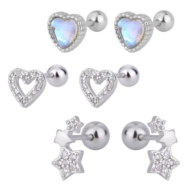 1 par örhängen Crystal Ear Stud Rostfritt stål Helix Ear A3