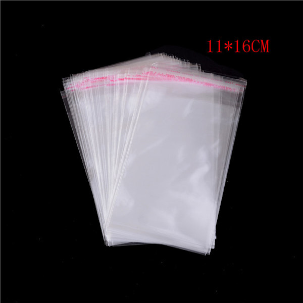 100 stk/pose OPP Clear Seal Selvklebende plastsmykker Hjem Pa 11*16CM