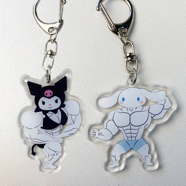 Hauska sarjakuva-animefiguuri akryyli-avaimenperä reppu parikynä A3