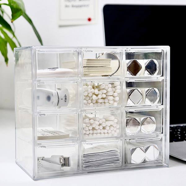 Desktop Skuff Organizer Mini Skuffer Plast Skrivebord Craft Oppbevaring 12 grid