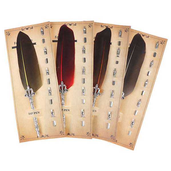 1 set Feather Fountain Pen Kalligrafiakynä, jossa 5 kpl metallikärkiä Royal