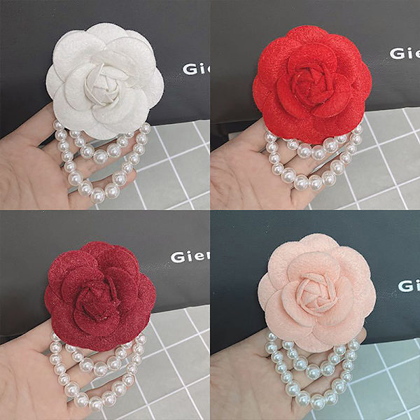 Elegant Luksus Stof Camellia Brocher Flower Badge Pin Vintag Pink
