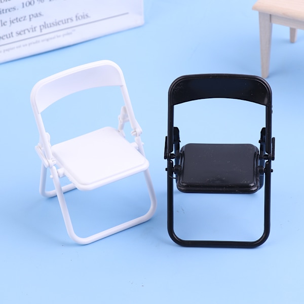 Mini Stol 1:12 Dukkehus Miniature Stol Foldestol Lænestol White