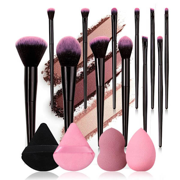 Professionelt makeupbørstesæt Foundation Blusher Kosmetisk Make- Black