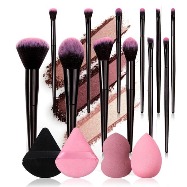 Professionelt makeupbørstesæt Foundation Blusher Kosmetisk Make- Black A