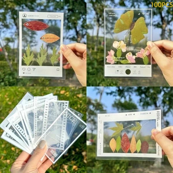 20 st DIY transparenta bokmärken i plastram för pressade blommor 50PCS
