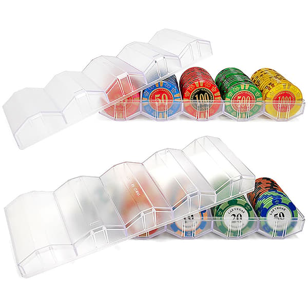 100 Chips Akryl Poker Chip Tray Case Holder Professional Casi