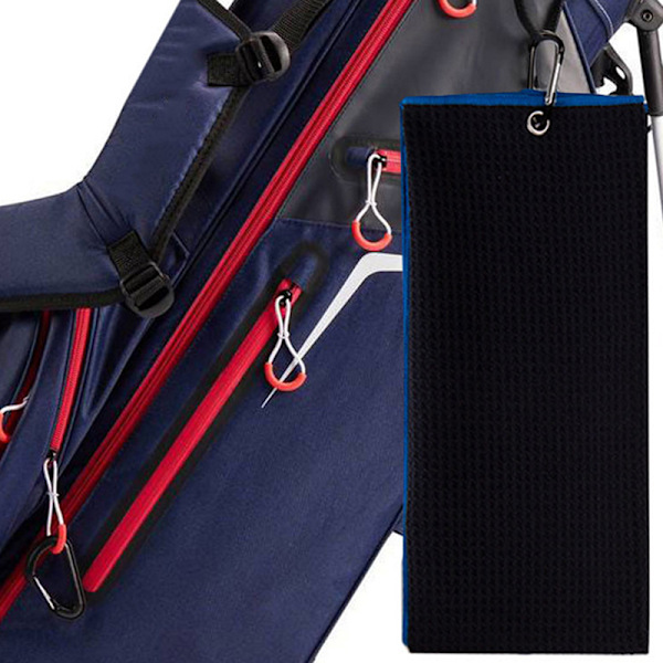 30x50cm golfhåndklæde med krog 4farvet mikrofiberstof til golf Black
