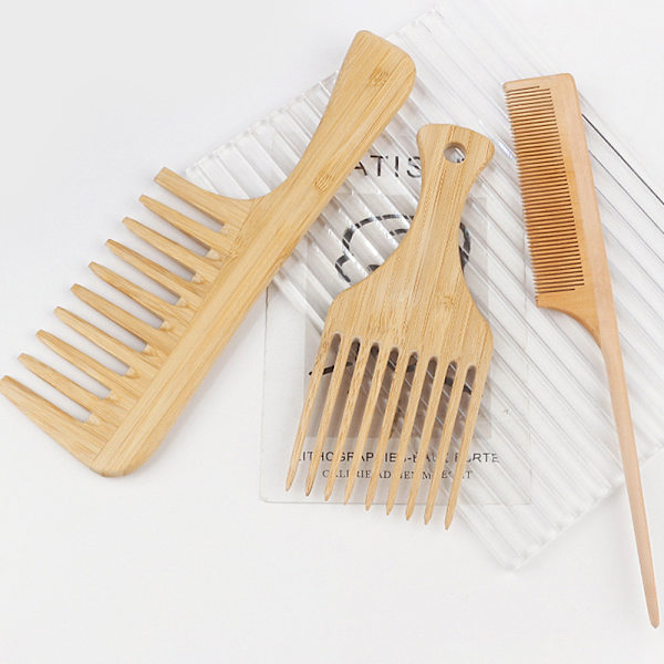 1kpl Natural Bamboo Puinen hiusharja hiuspohjan hierontakampa leveä T C