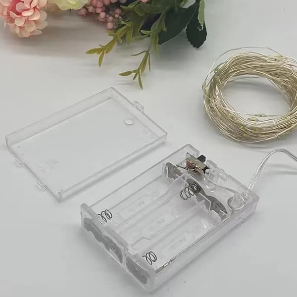 2M 5M 10M Kobbertråd LED Batteriboks Fe-lyskæde Til C White 2M