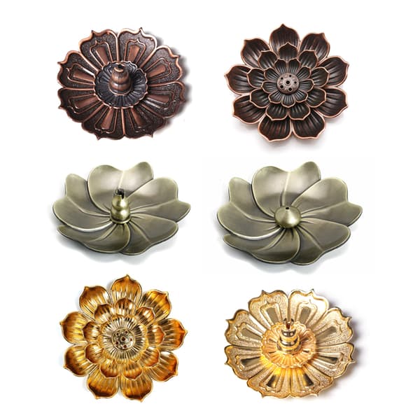 Legering røkelsesbrenner pinneholder buddhisme Lotus Line røkelse D