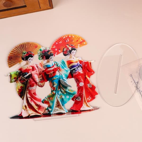 Tradisjonell Geisha Lett Akrylstatue Kontorpynt