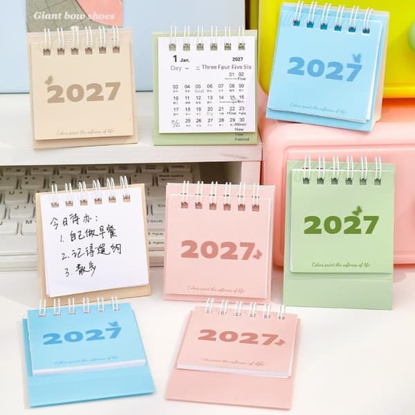 2027 Minimalistisk Stil Månedlig Skrivebordskalender Med Notatblok Til A3