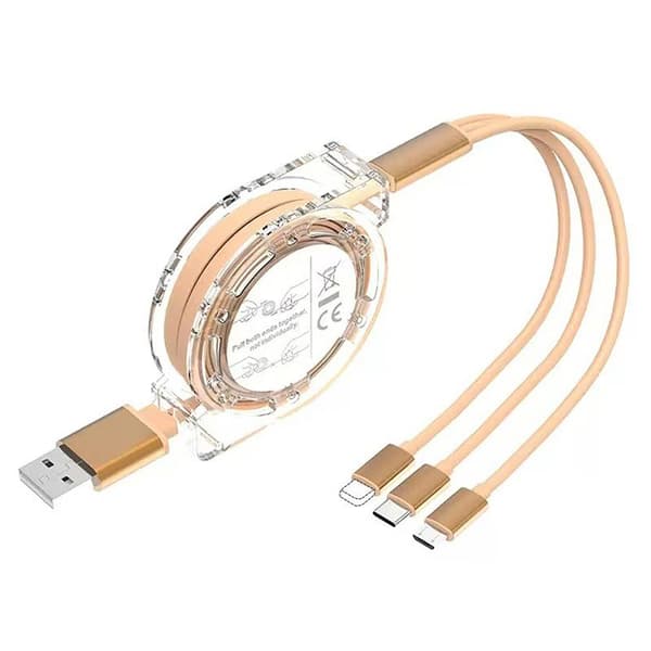 Krystall En Til Tre Teleskopisk Datakabel Mobil Ladekabel Gold