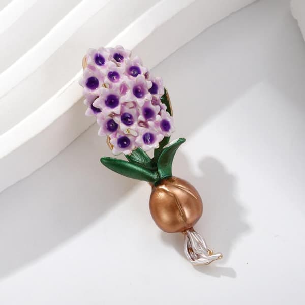 Klassisk emalj hyacintblomma broschnålar avslappnad festaccessoar Pink