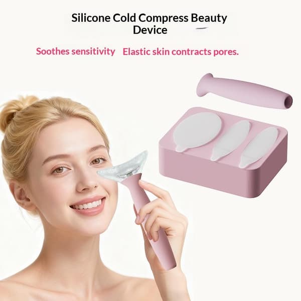 Ny Silikon Is Ansiktsrulle Massager Ansiktslyftning Icke Elektrisk Pink