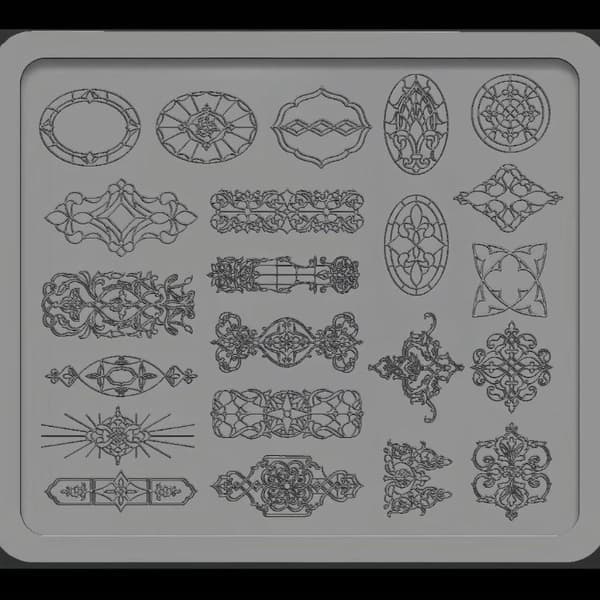3D Silikone Neglekunstform Europæisk Stil Retro Mønstre Design A2