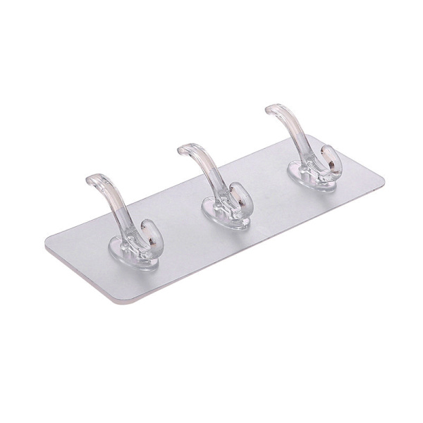Läpinäkyvät muoviset liimakoukut keittiön kylpyhuoneen koukut, naulaton 3 hooks