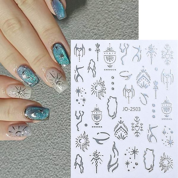 Personlighed Cool Sølv Nail Sticker Enhancement Adhesive Magic 2501