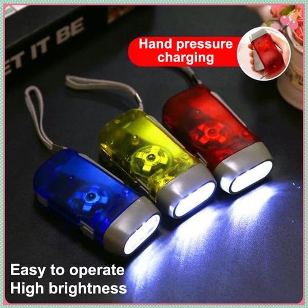 LED Handpress Dynamo Vevdriven Ficklampa Utomhus Green