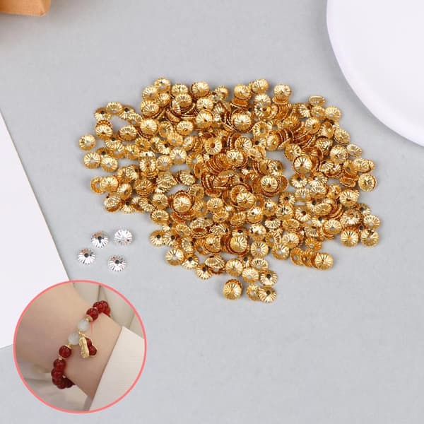 400 stk. 4MM Blomsterfatning Perlehætte Tilbehør til DIY Armbånd S.Plated 4pcs