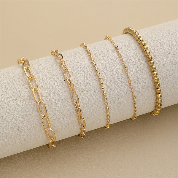 5 Styck Bohemian Gold Color Armband Set For Women Justerbar Bea