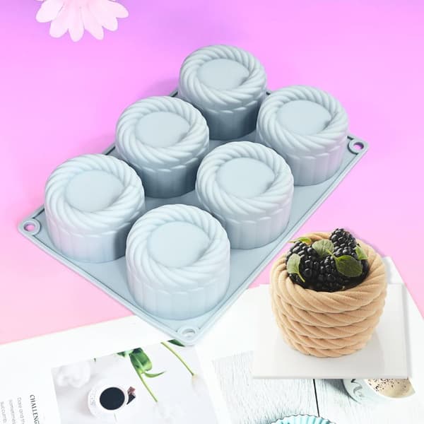 Vevd Blomsterkurv Sjokoladekake Kjeks Silikon Bakeform Gray