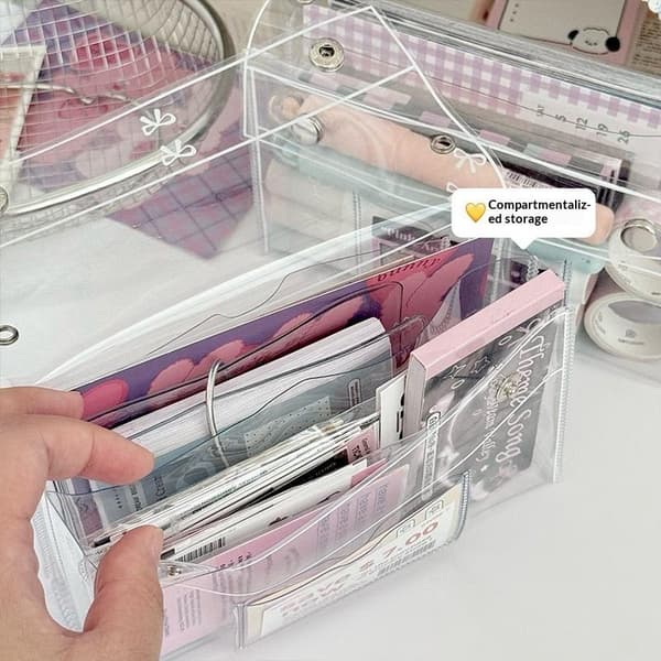 PVC Transparent Knapp Pennfodral Stor Kapacitet Vertikal Enkel