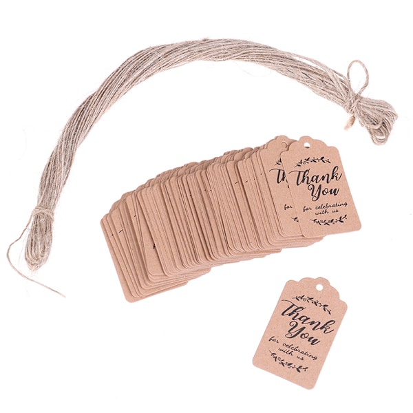 100 stk brune Kraft gavelapper Takk papirlapper til babyshow