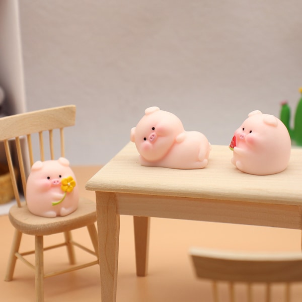 Mini e Pig Figurine Djurmodell Moss Micro Landscape Home Deco A2