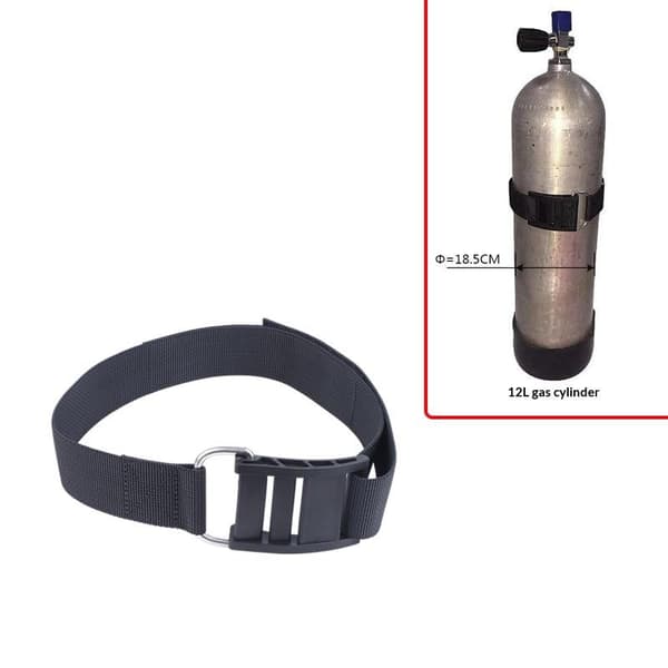 Justerbar dykkertankstropp med kamspenne Black
