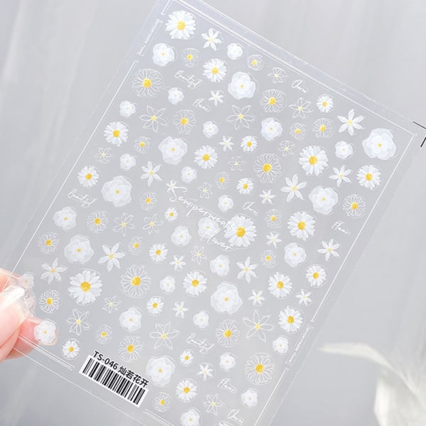 1 ark Nail Art Stickers Overføringer Vårsolsikker Floral Fe TS046