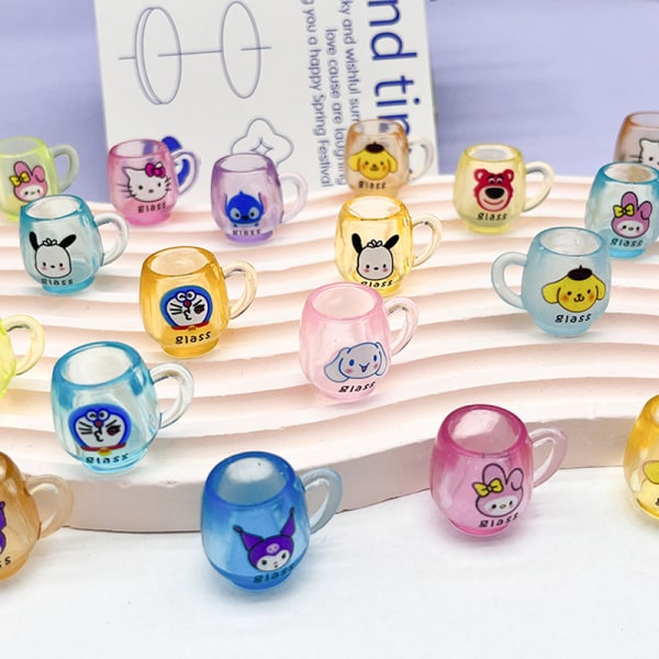 5 Stk Miniature Lysende Cup Ornaments e Cartoon Resin Cups Orn