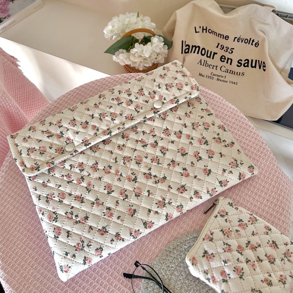 Flower Pattern e Laptop Sleeve Case Bag 11 13 14 Tommer For bok Pink large