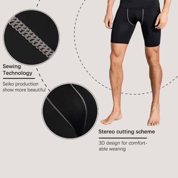 Sports fitness bukser herre løbesport stram elastik quick-d black 3XL