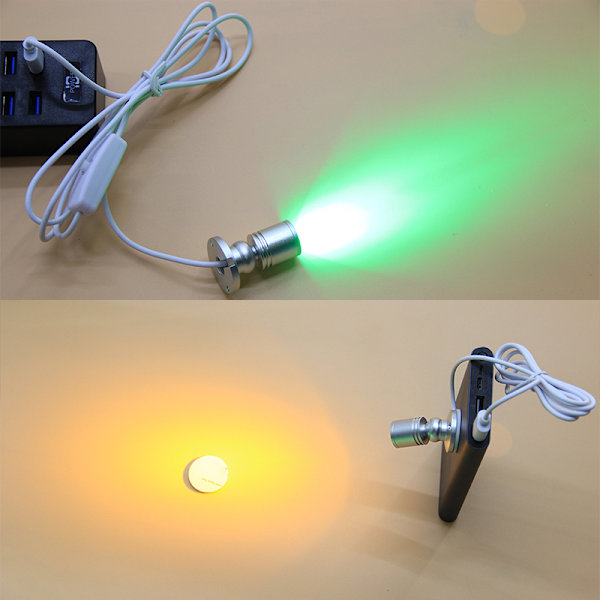 Led USB Spotlight korukaappi Showcase-laskurilamppu Silver Warm Light