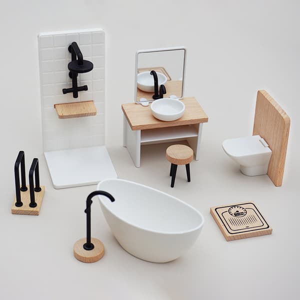 1/12 Dukkehus Håndvask Kar Toilet Model Dukkehus Mini Bathro A2